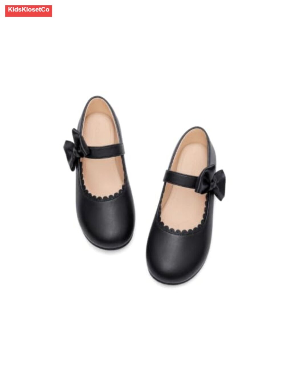 Girls Mary Jane Flats Faux Leather Bow Ballet Dress Shoes